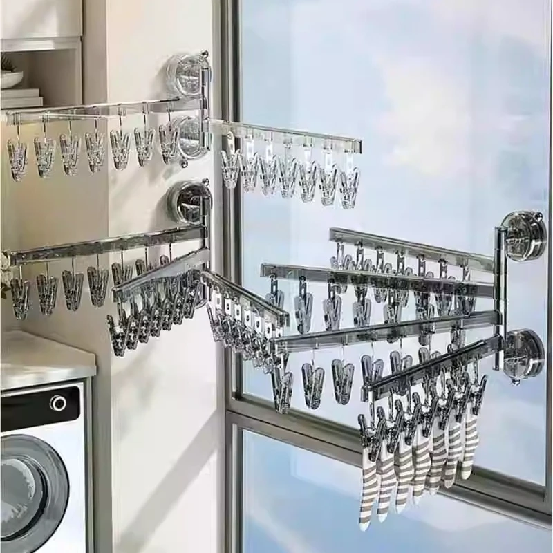 

How to dry the underwear in the bay window Suction cup underwear drying , multi-clip drying, multi-functional underwear hanger