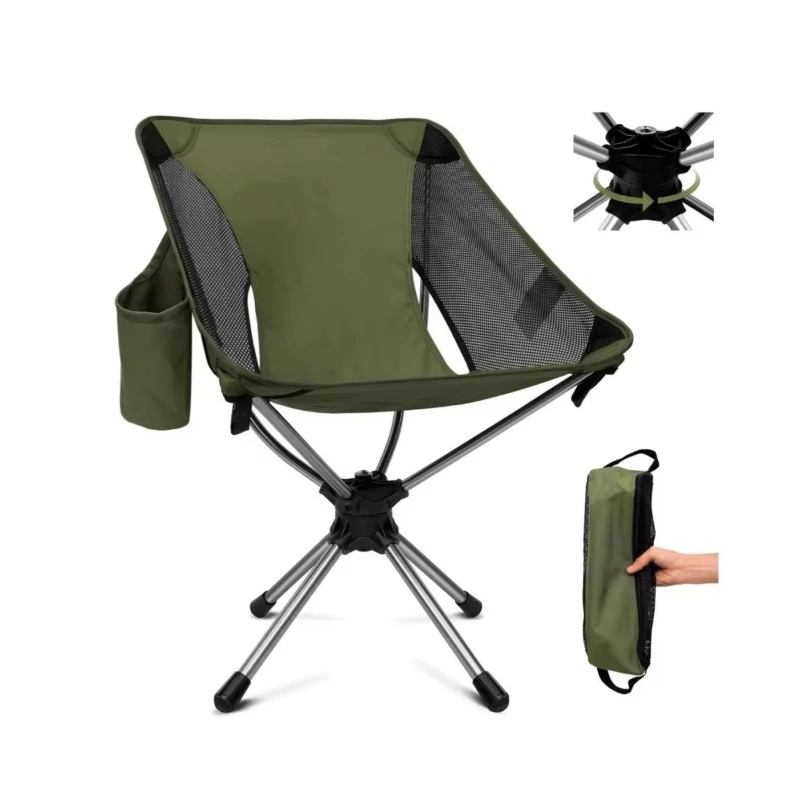 

Modern design 360 degree outdoor rotating camping beach hiking fishing picnic chair durable lightweight portable folding