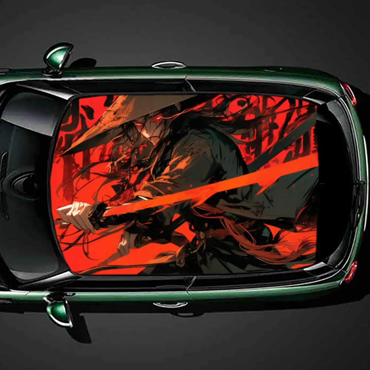 

Furious Sword Hero PVC Car Roof Sticker, Self-Adhesive Waterproof Car vinyl Decal, Car Decoration Protection Stickers, Easy Inst