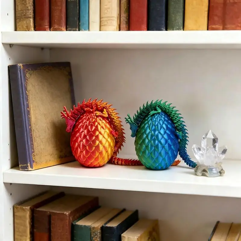●Dcy. 3D Printed 30cm Dragon Egg With Articulated Dragon Model Home Decor Items Room Decor Sculptures Figurines Desktop Ornament
