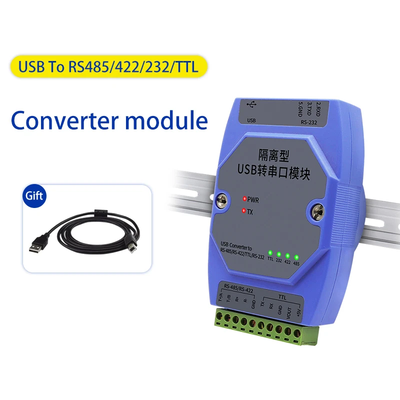 

Промышленный модуль преобразования последовательных портов USB в RS485/232/422 (три в одном), с сильной изоляцией, тип TD4562
