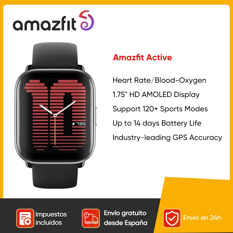 Amazfit-reloj inteligente para hombre y mujer, accesorio de pulsera resistente al agua con GPS, control del ritmo cardíaco, presión arterial y oxígeno, para correr, nadar y exteriores
