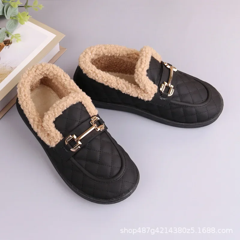 أحذية قطنية شتوية عصرية للنساء مبطنة بالصوف سميكة القاع مقاومة للماء أحذية فول فول متعددة الاستخدامات أحذية الثلوج الدافئة #4