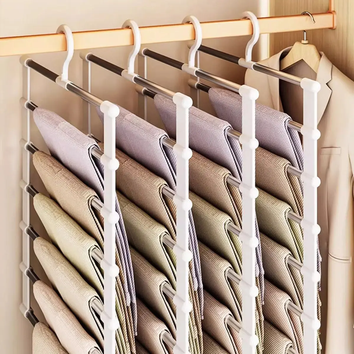 Multi-Functional Multi-Layered Home Pants Hanger, Non-Scratch, Anti-Slip, Special for Pants Storage, Folding Pants Clip