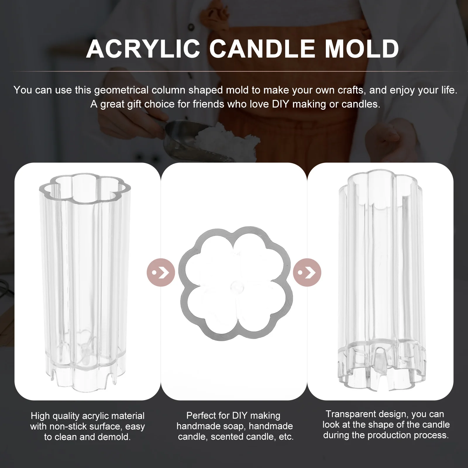 

1Pcs Transparent Mold Geometrical Column Shaped DIY Acrylic Mold for Handmade Soap Making Supplies