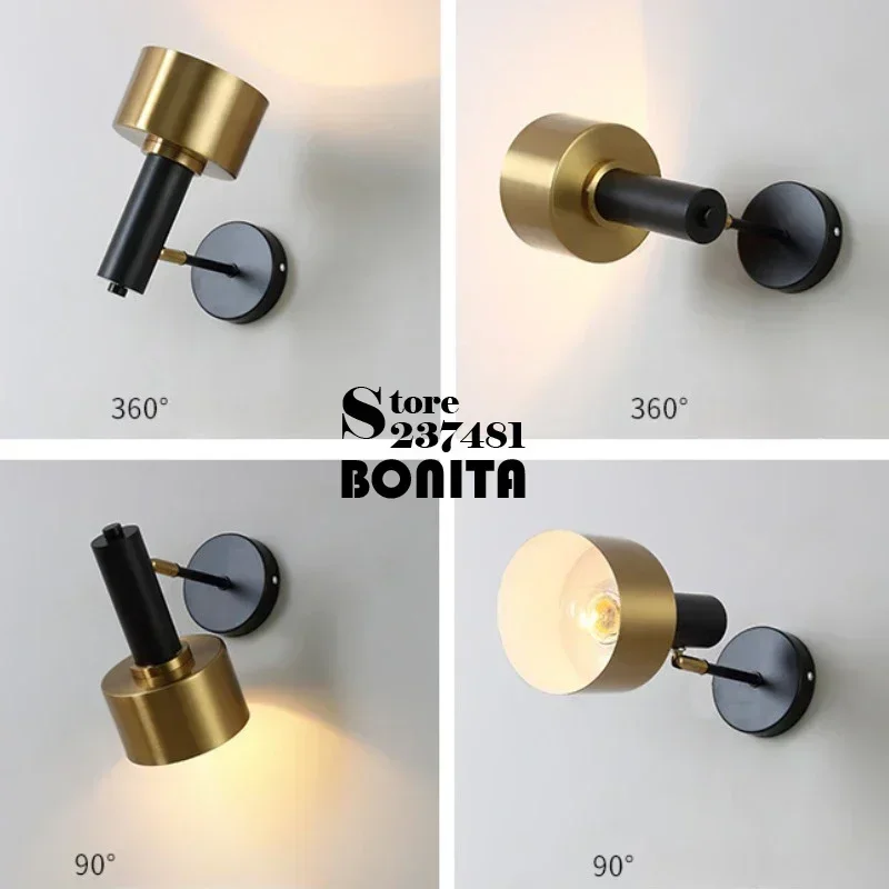 ヴィンテージ工業用ブロンズ壁取り付け用燭台、角度調整可能、ベッドサイド-バスルームミラー照明、金属製レトロ器具