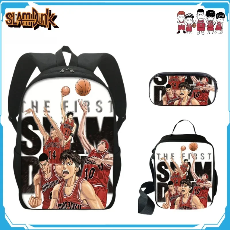 

SLAM DUNK Backpack Lunch Pack Pencil Case Three-piece Set Student Schoolbag Outing Picnic Package Anime Peripherals Holiday Gift