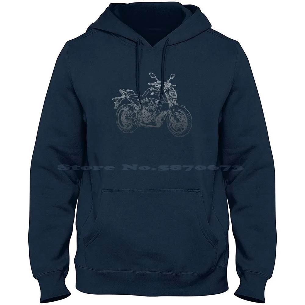 Mt07 Pencil Silhouette Motorcycle Bike Roadster 100% Cotton Hoodie Mt07 Motorcycle Motorcycle Motorcycle Enthusiast