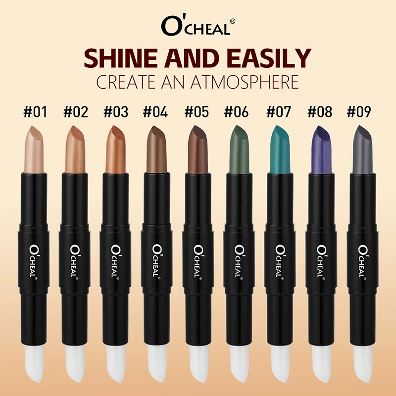 Picture 3: O'CHEAL 9 Colors Double-ended Eyeshadow Stick Enhance Eye Makeup Create Sparkling Eye Makeup Pearlescent And Smooth Eye Makeup
