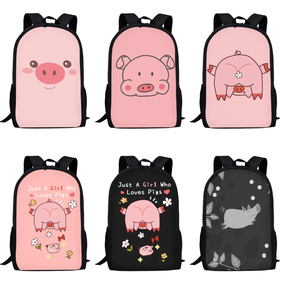 Sac à Dos d'École Orthopédique avec Design de Cochon de Dessin Animé Mignon, Cartable d'École Primaire pour Adolescent, Garçon et Fille, Grande Capacité