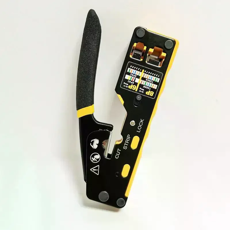Network Crimper - 3-in-1 Crimp/Cut/Strip Lan CAT8/7/6A/6/5E (STP/UTP) & RJ11/12 Tel Modular Cable RJ45