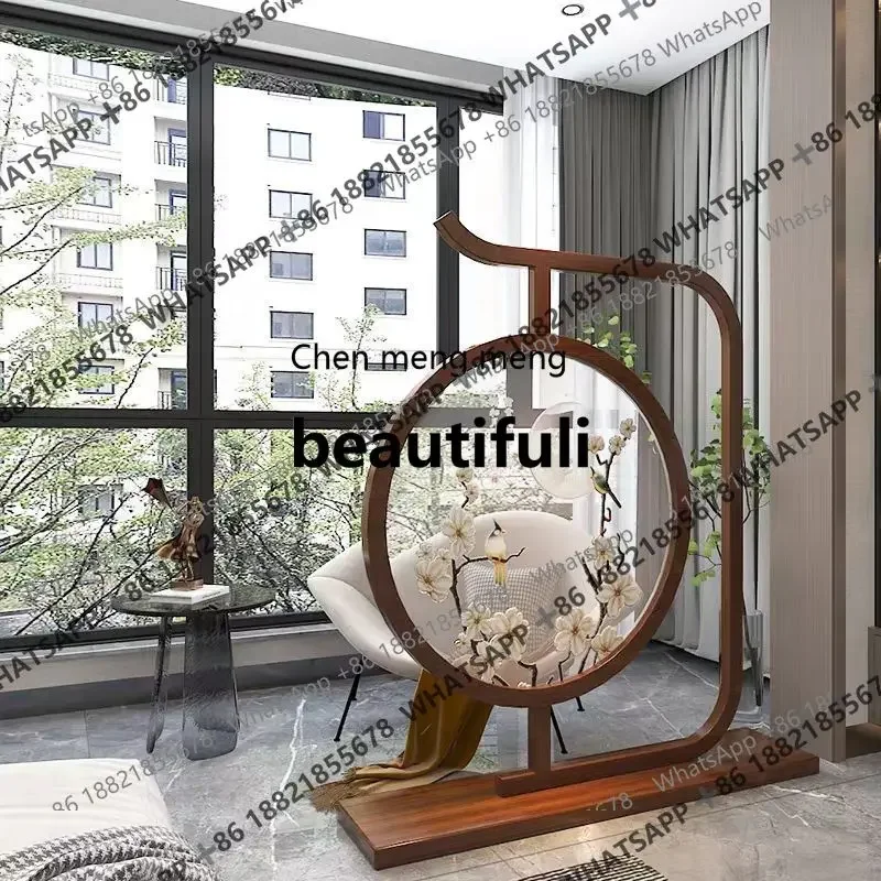 X  Solid wood screen, living room entry partition, double-sided embroidery, bedroom cover decoration, household seat screen