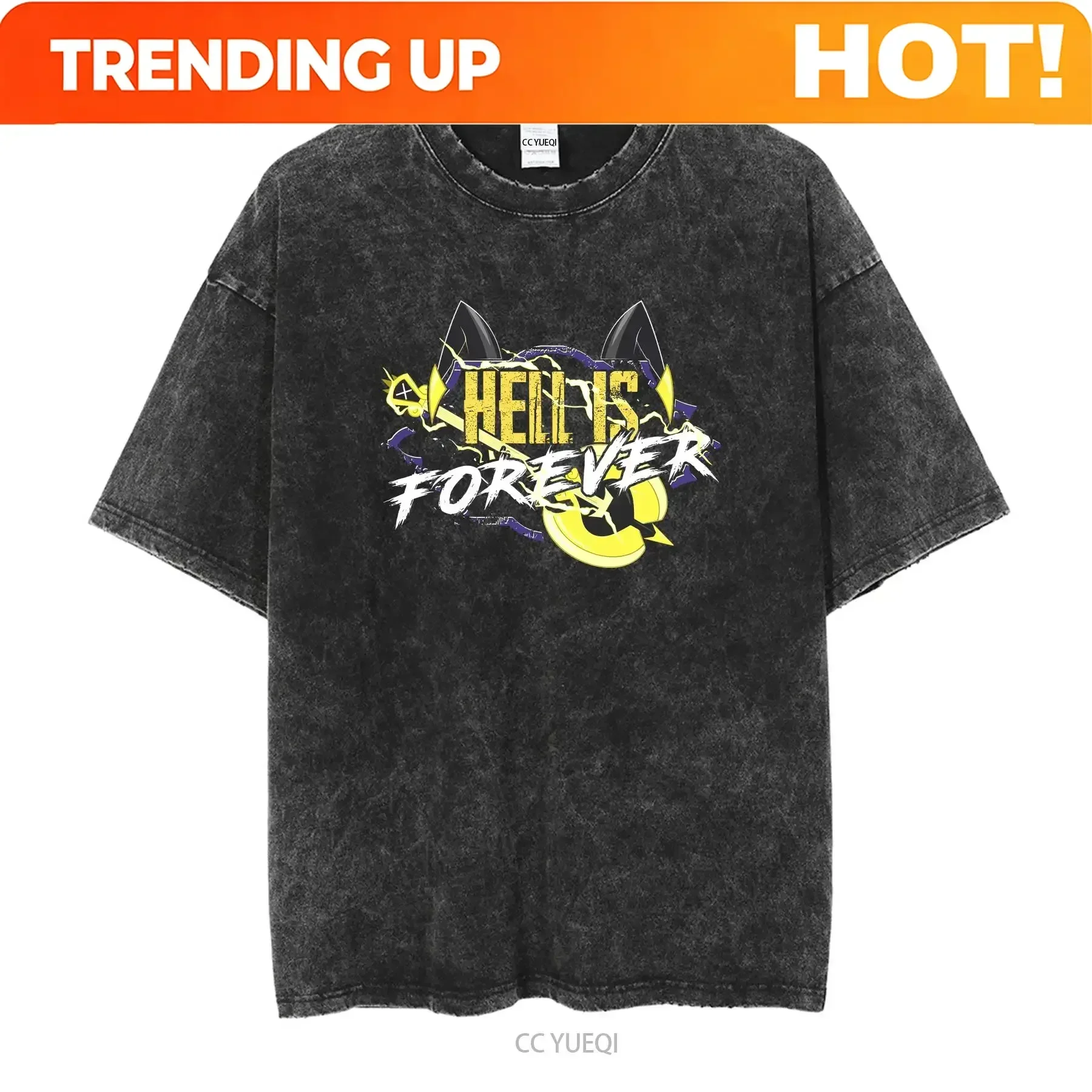 Customization Shirt Casual Hazbins Hotels Adam Hell Is Forever T Shirt Men O Neck Pure Cotton Shi Vintage Washed Streetwear Homm