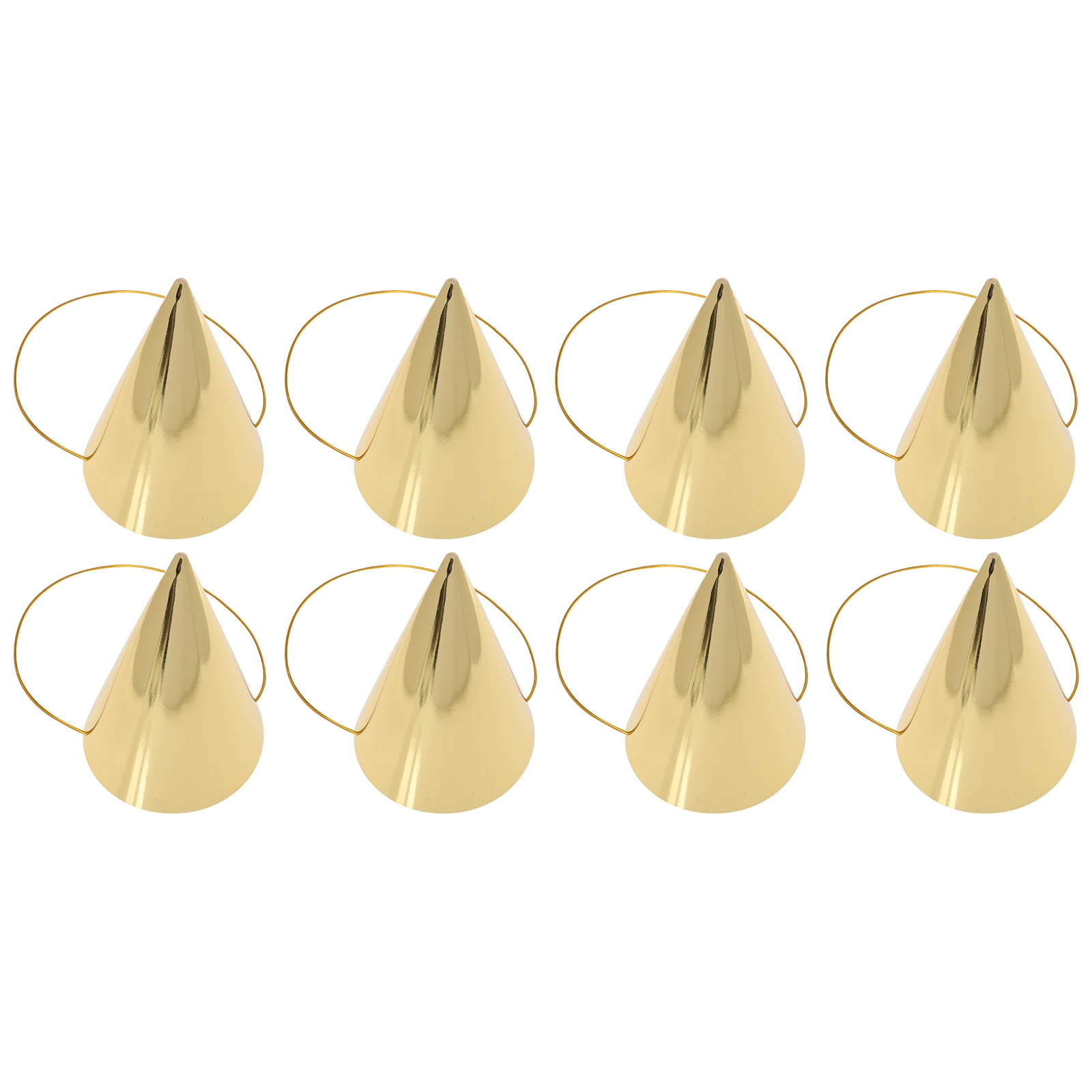 

8Pcs Gold Conical Party Hat for Kids Birthday Hair Accessories Adults Golden Birthday Cone Hats Rope Celebrations Accessories