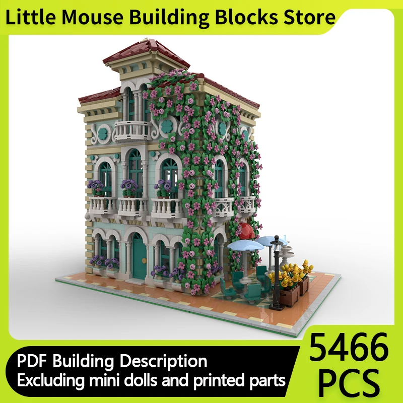 

City Street View Model MOC Building Bricks Town Garden Restaurant Modular Technology Gifts Holiday Assemble Children Toys Suit
