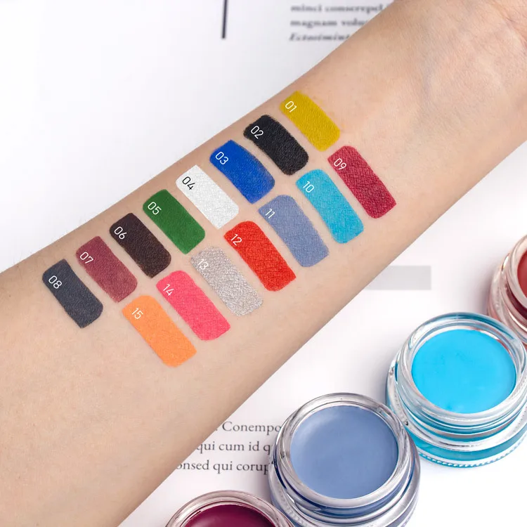 Private Label 15 Color Makeup Eyeliner Gel Cream Waterproof Eye Make Up Professional Beauty Sexy Color Eye Liner Cosmetics