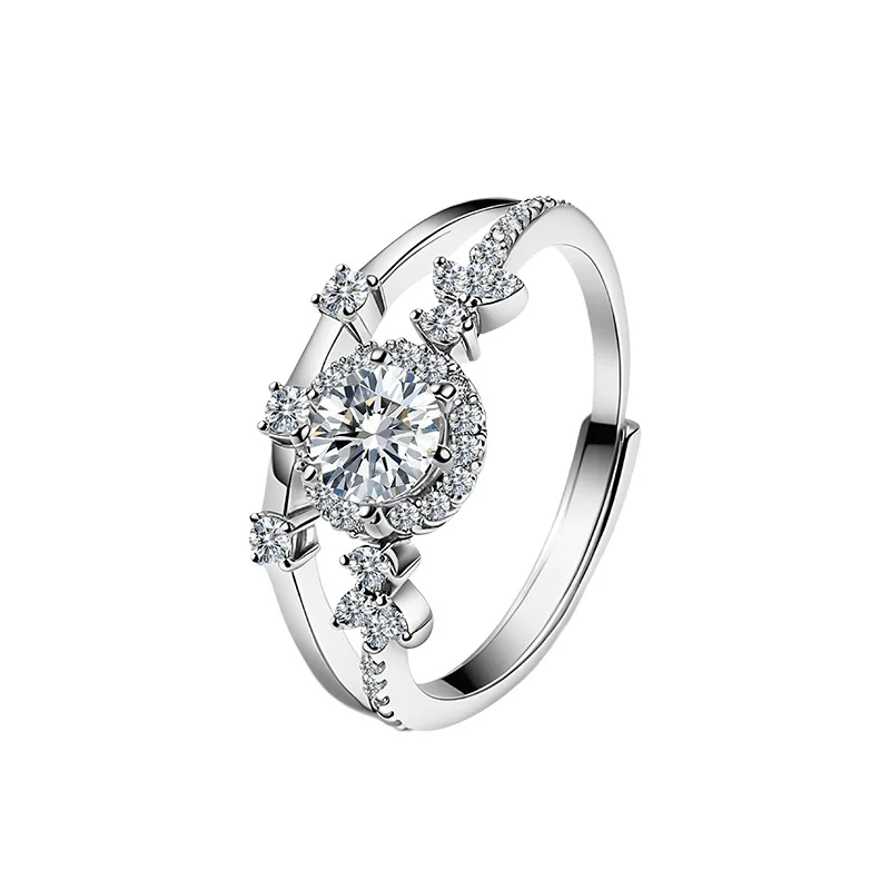 

Women's Pure Silver S925 Proposal Ring Set with 0.5ct Moissanite Diamond Interwoven Design for Christmas Valentine's Day Gift