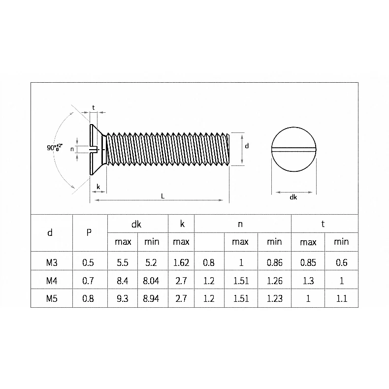 2~20Pcs 304 Stainless Steel Slotted Flat Countersunk Head Screw Bolts M1.6 M2 M2.5 M4 M5 M6 M8 Flat Head Slotted Bolts