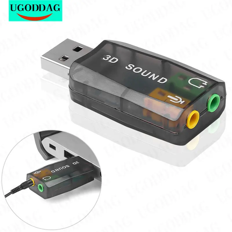 Mini Externe Usb Geluidskaart Naar 3.5Mm Mic Hoofdtelefoon Jack Stereo 3d Headset Audio Adapter Luidspreker Interface Voor Laptop Pc