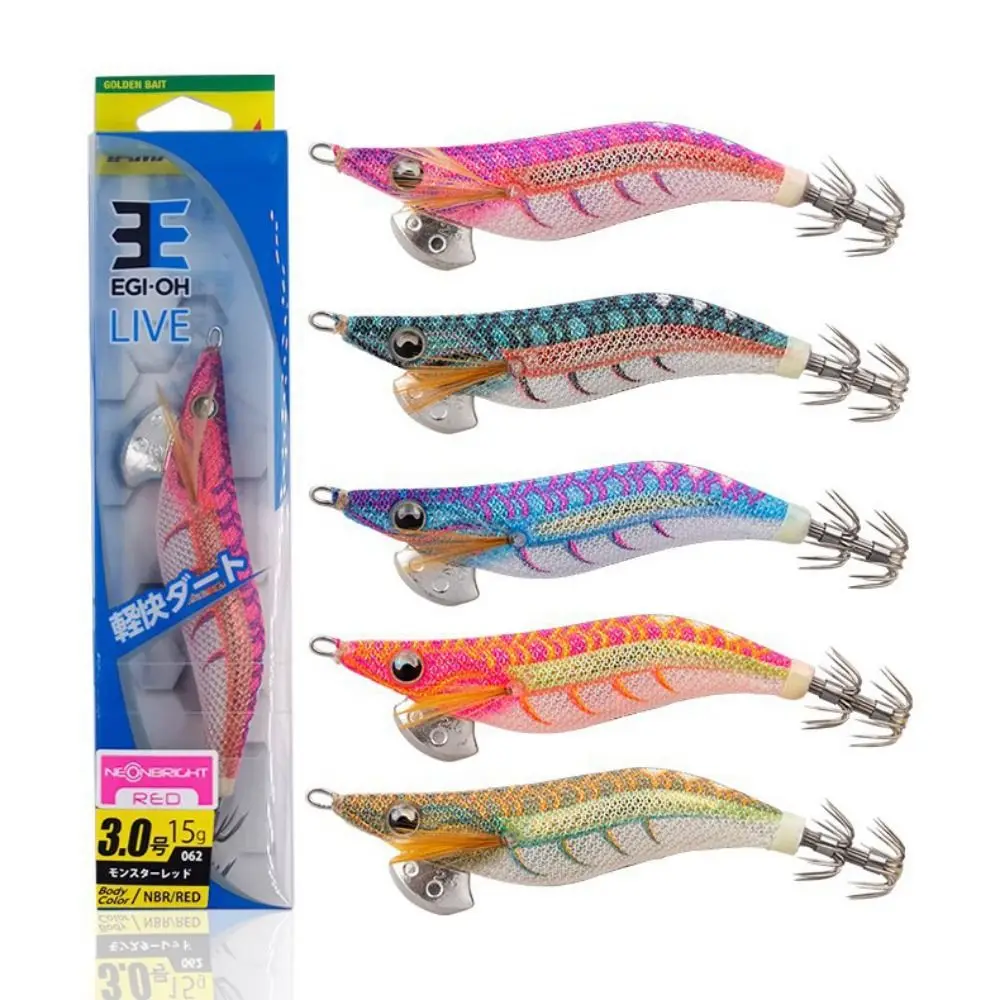 

3шт 3,5 # 21 г деревянная приманка для креветок, острый крючок EGI-OH LIVE серии, ультрафиолетовый светоотражающий крючок для кальмара, яркая имитация рыбьего глаза