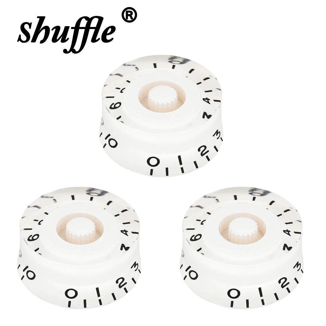 3Pcs Electric Guitar Volume Knob Cap Transparent White Acrylic Durable with Scale Easy to Adjust Electric Guitar Accessories