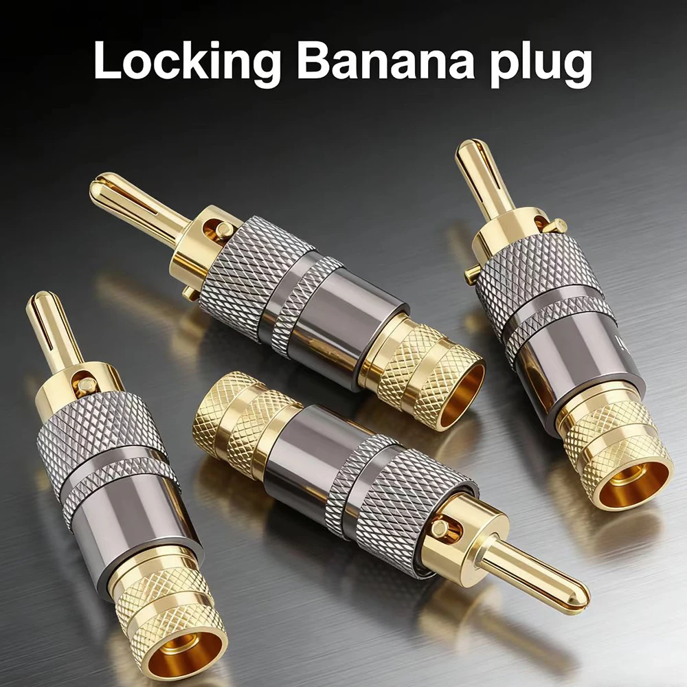 4/8Pcs Lot Screw‑Lock Banana Plug 4mm HiFi Speaker Amplifier Connector Solder‑Free Terminal for DIY Speaker Cable Audio System