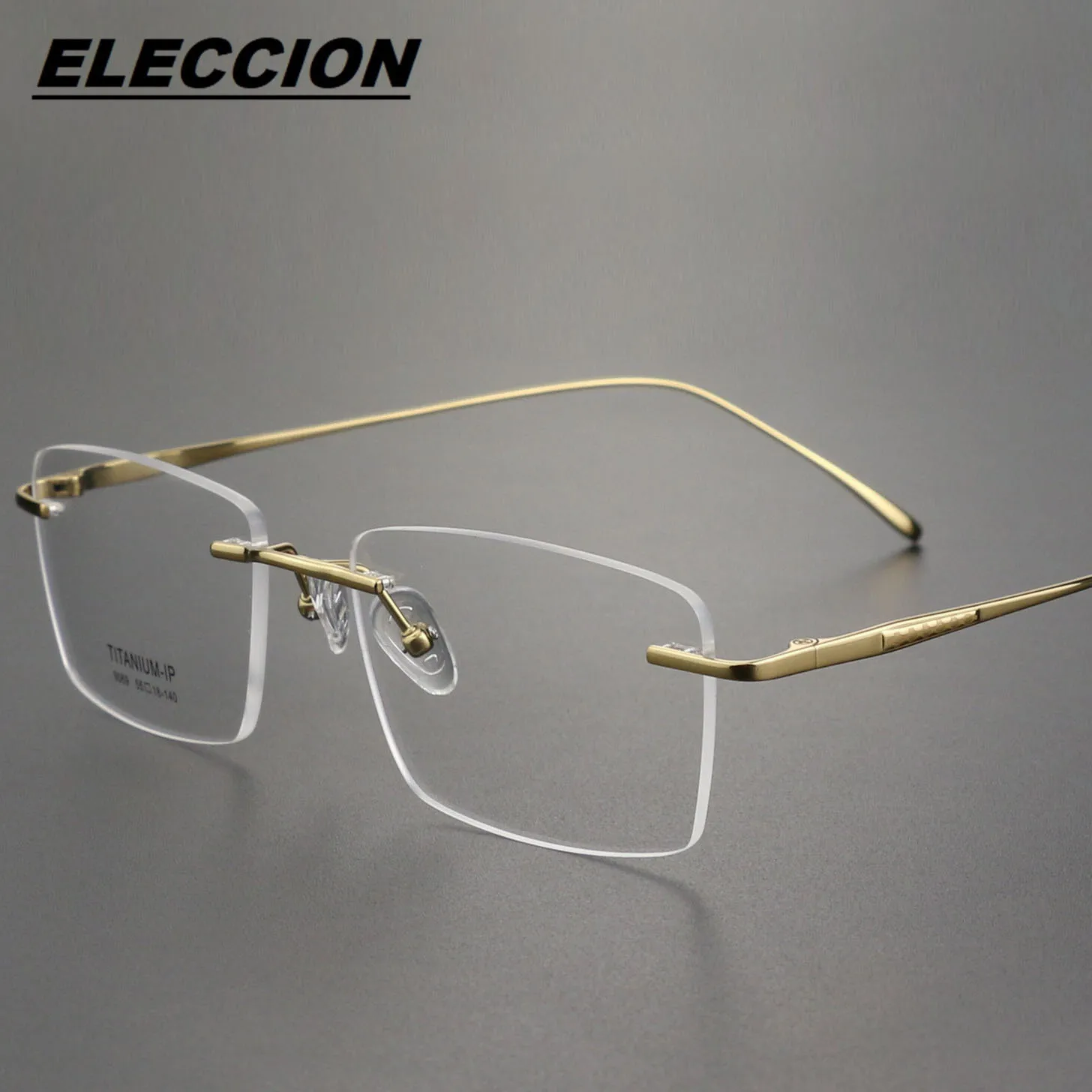 

ELECCION Pure Titanium Rimless Glasses Frame Men Ultralight Optical Prescription Eyeglasses New Myopia Square Frameless Eyewear