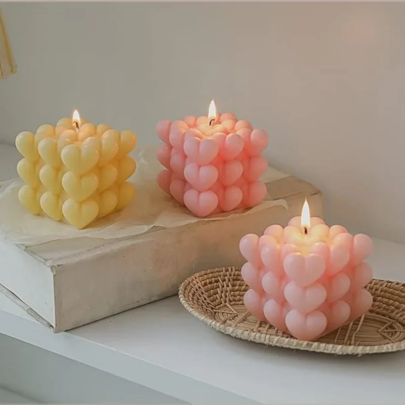 Moldes para Velas de Burbuja - Molde de Silicona para Hacer Velas, Moldes 3D para Cera de Soja, Cera de Abeja, Velas Aromáticas, Regalos (Burbuja de Corazón)