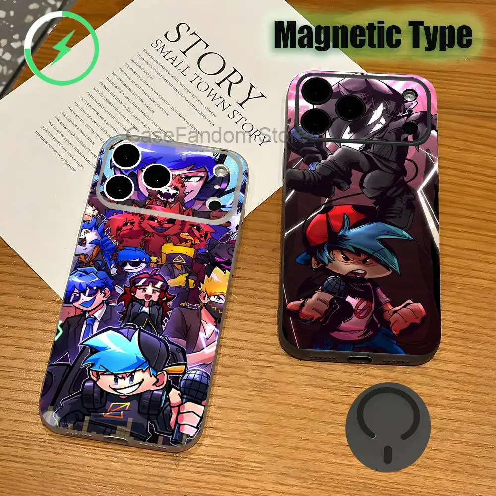 

Friday Night F-Funkin game Shockproof Transparent gray Phone Case For iPhone 17,16,15,14,13,12,11,Pro,Max,Plus,Magnetic Charging