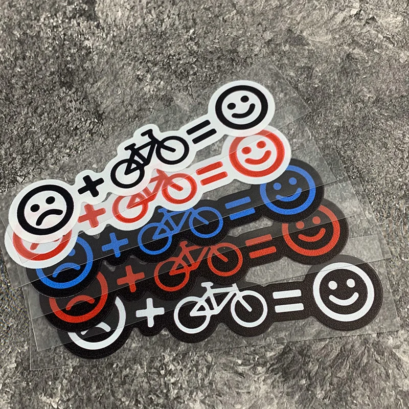 قطعة واحدة من ملصقات الدراجة لمعادلة الرموز التعبيرية - "Sad + Bike = Happy"، مثالية لعشاق الدراجة