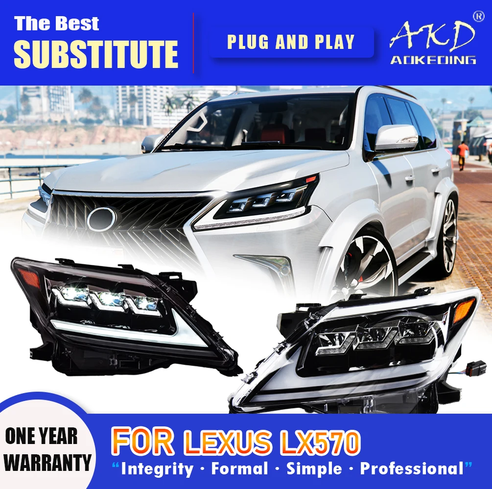 AKD Head Lamp for Lexus LX570 LED Headlight 2008-2015 Headlights LX570 DRL Turn Signal High Beam Angel Eye Projector Lens