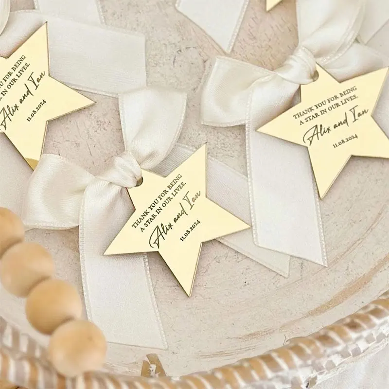 Custom Gold Star Shaped Party Favor Tags Baby Name Shower Wedding Favor Decorations Star Shaped Party Tags