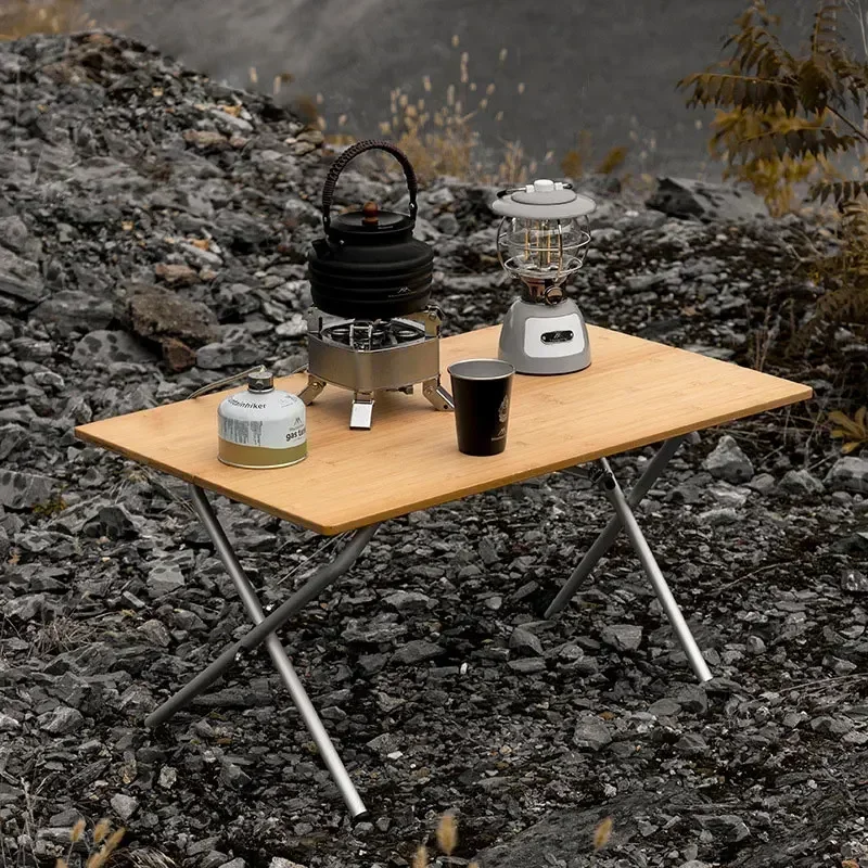 

MOEYE Outdoor Camping Bamboo Plank Table Portable Picnic Folding Desk Camping Aluminium Alloy Foldable Table New