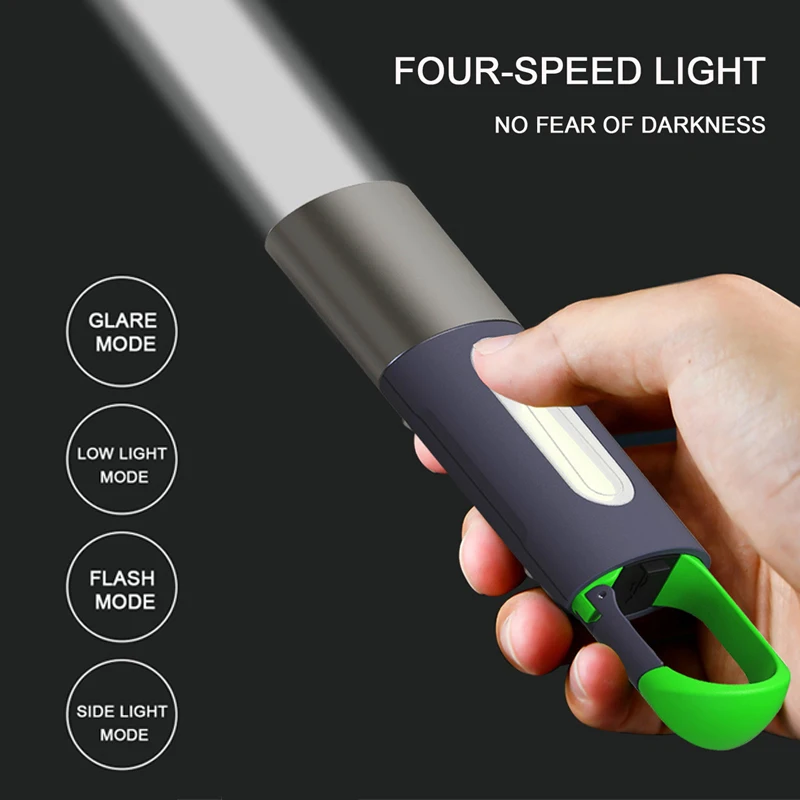 Portable Strong Light Flashlight Multifunctional Outdoor Hand Light Type-C Rechargeable LED Laser Torch Lamp Emergency Camping