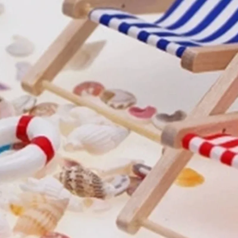 

1 Set Dollhouse Mini Sunshade Umbrella Deckchairs Fairy Garden Decoration Summer Beach Micro Landscape DIY Accessories