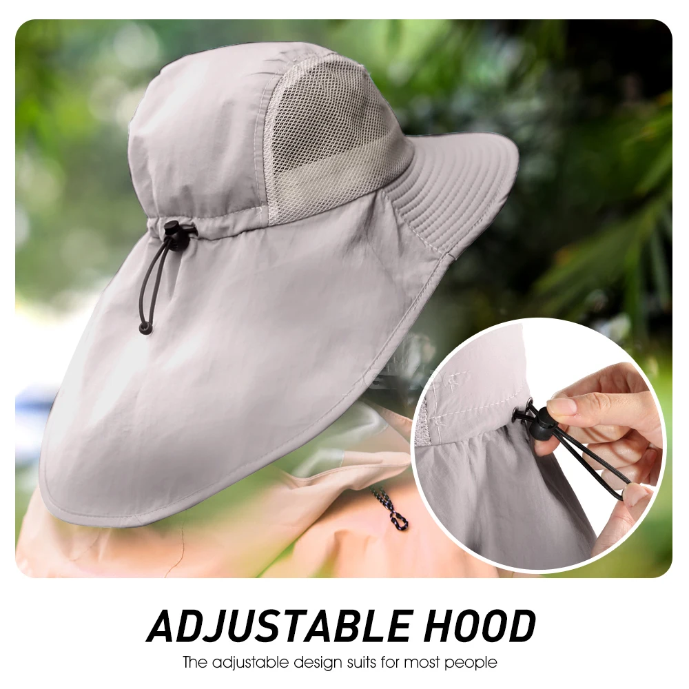 Men's Wide Brimmed Sun Hat Lightweight UV Summer Outdoor Sunshade Cap Face Shield Neck Protection Fishing Sunscreen