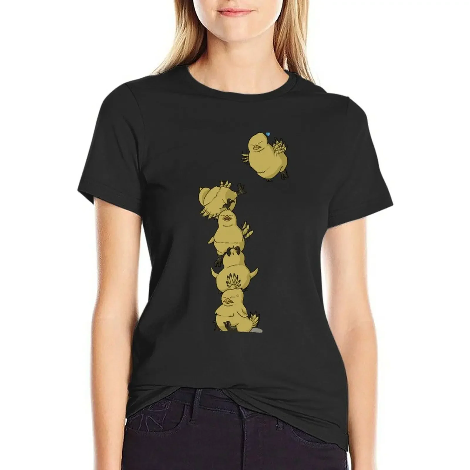 

Fat chocobo tower T-Shirt blacks kawaii clothes Short sleeve tee Woman T-shirts