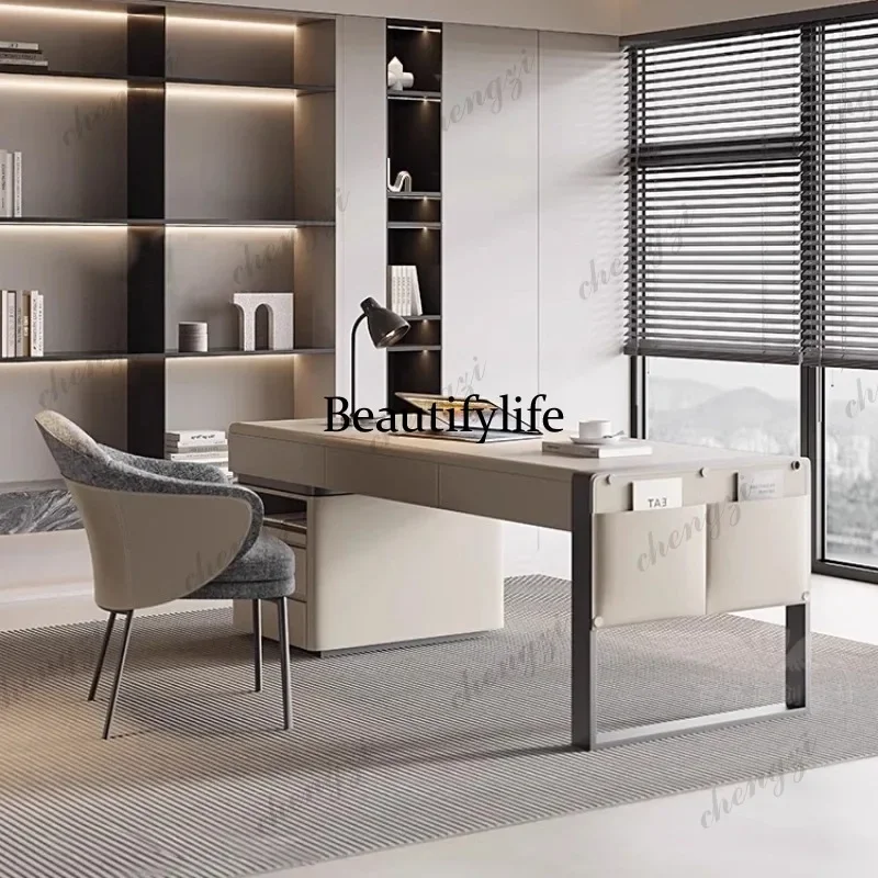 BBB   French Designer Accent Writting Office Desk Fashionable Computer Light Luxury Office Desk Modern Wood Home Furniture