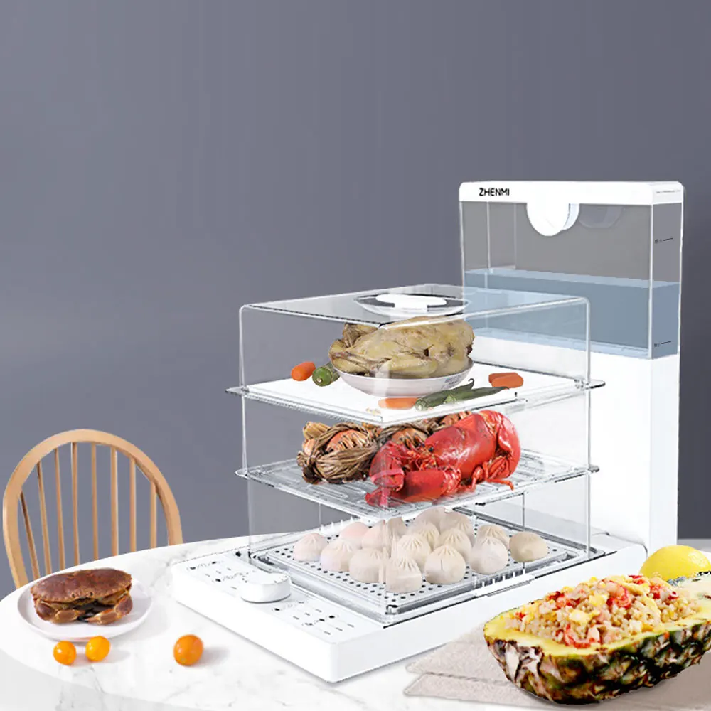 Cuiseur vapeur électrique pliable, transparent, multifonction, grande capacité, automatique, pour la cuisine, pour la maison