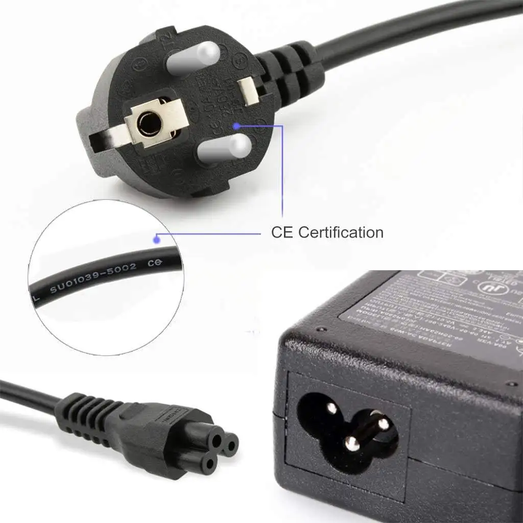 Cable de alimentación IEC320 C5 de 1,5 m y 1,2 m, cable de extensión de CA para la UE, para cargador de portátil Dell, Lenovo, Asus, HP, con conector de 3 pines tipo trébol.