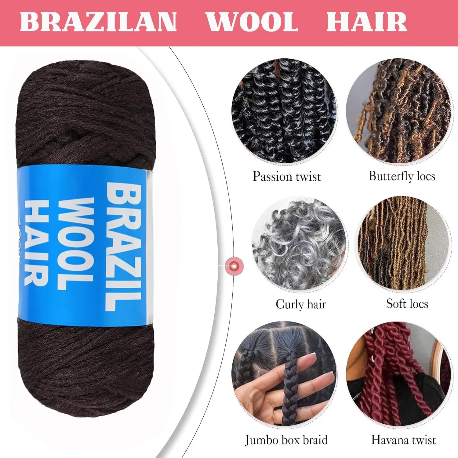 เส้นด้ายบราซิลขนสัตว์ผมสําหรับ Braids Braiding Hair Extension โครเชต์ถัก Senegalese Twist กล่อง Braids Faux Locs เส้นด้ายผม