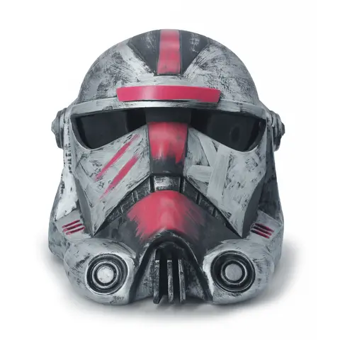 Star SW Bad Batch Hunter Clone Trooper Helmet Hard PVC Full Head Wearable Cosplay Mask Standard Size Adult Role Play Halloween Masquerade Costume Accessory Movie Cos Prop Realistic Clone Commando Display Collectible Gift