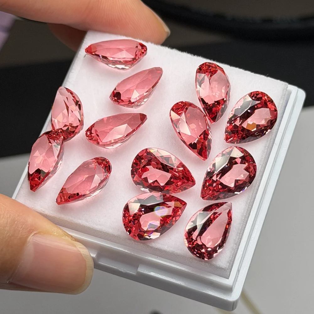 9x13mm Drop Pink Paparacha Stone Lab Grown Pear Cut Paparacha Loose Gemstone