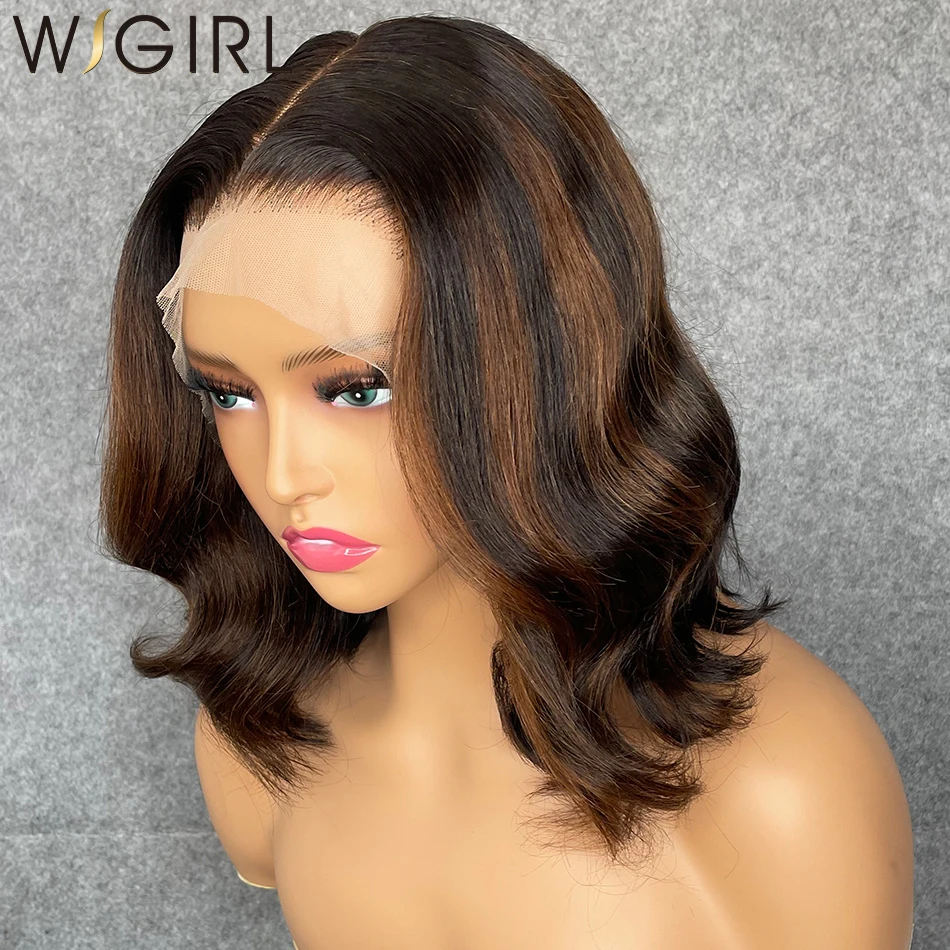 

Wigirl Brazilian Body Wave Short Bob Wigs Honey Blonde 13x4 Lace Front Human Hair Wigs For Women Highlight Colored Frontal Wig