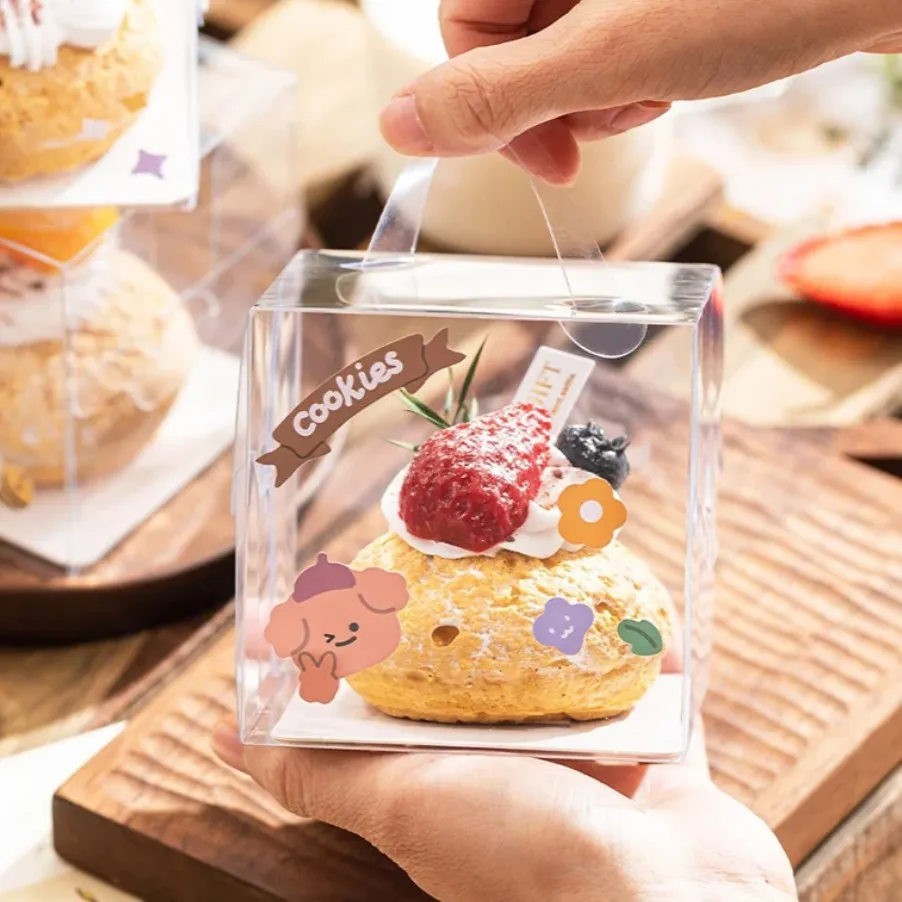 Fruit Puff Cake Wrapping Case Disposable Transparent Packaging Box for Bread Dessert Mousse Handheld Plastic Box Party Supplies - view 4