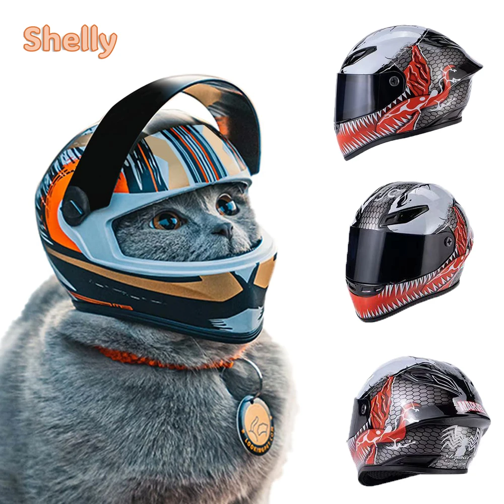 Pet Helmet Hard Hat for Small Dogs Motorcycle Bike Hat for Cat Outdoor Riding Puppy Cap Full Face Pet Hat for Cat Dog Doggie