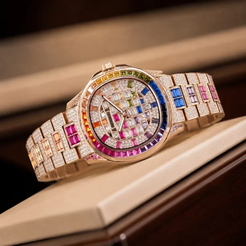 Bellux Sparkling Starry Sky Full Diamond Light Luxury Fashion Unisex Watch Waterproof Multi functional Mechanical wristwatch