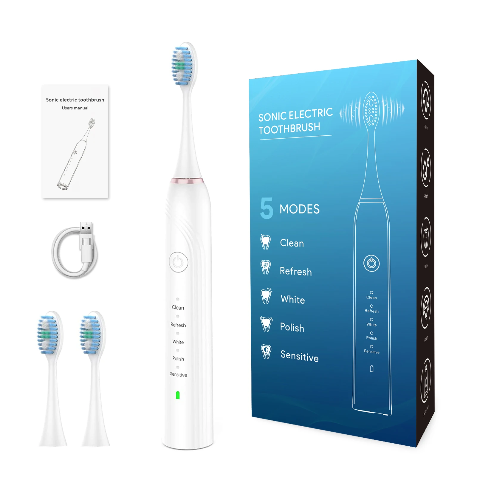 

Wholesale Automatic Adult Soft Travel Waterproof Whitening Smart Electric Teeth Brush Rechargeable Sonic Electric Toothbrush