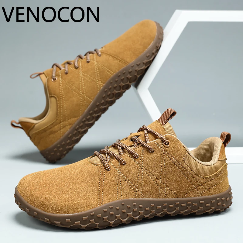 VENOCON Minimalist Barefoot Man Ground Feel Zero Drop Sneakers Ball Extra Wide Fit Toe Box Walking Shoe Footwear For Men Women