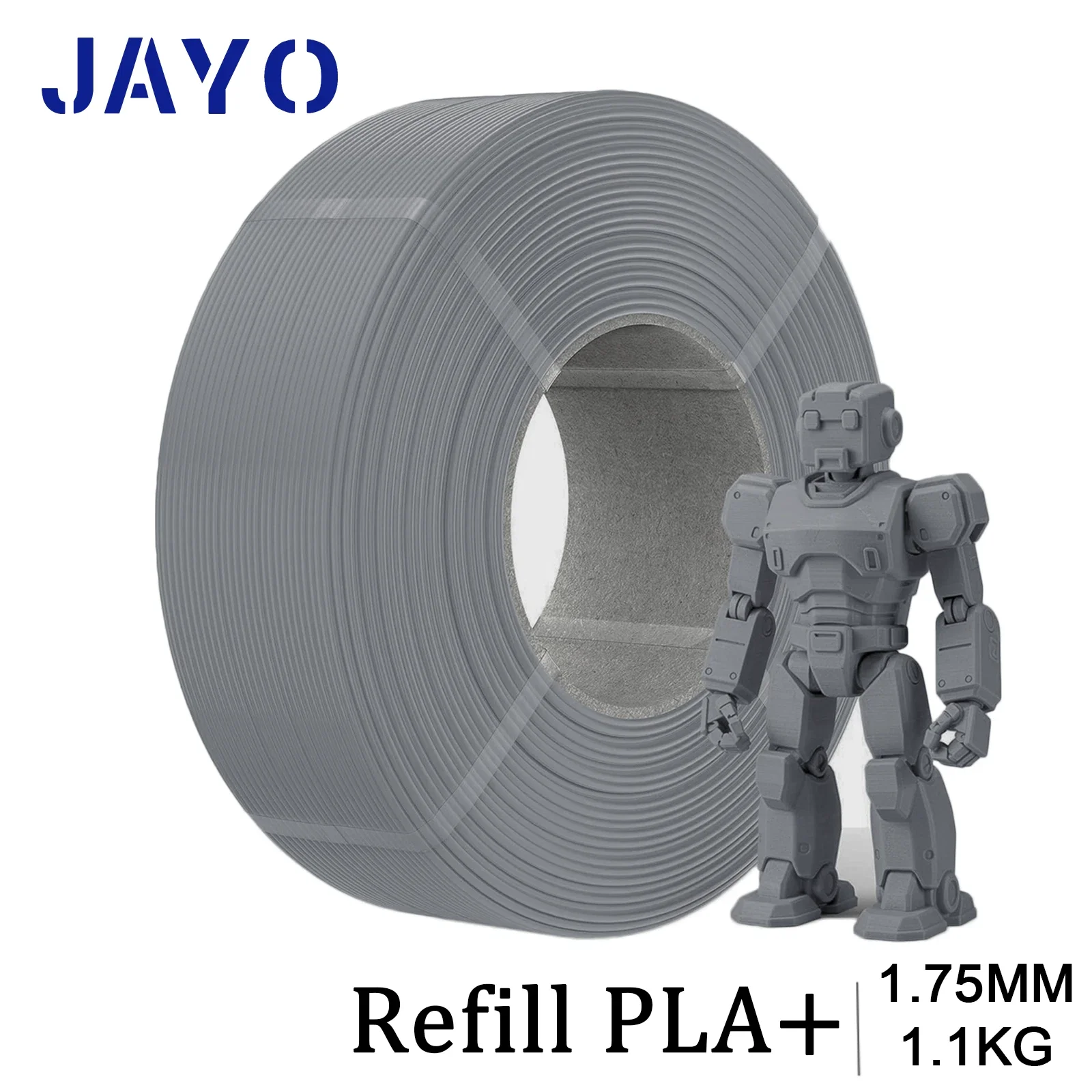 JAYO 3D PLA Nachfüllpack 3D-Drucker Filament 1,1kg Wiederverwendbare Spule zum Nachfüllen für Bambu Lab mit Geringer Verformung Passend für die Meisten Wiederverwendbaren Spulen